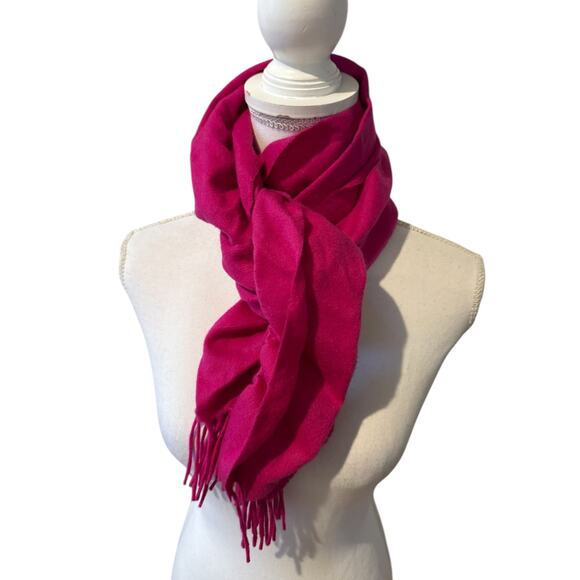 Amicale Scrunchy Cashmere Scarf Raspberry Pink - Picture 2 of 4